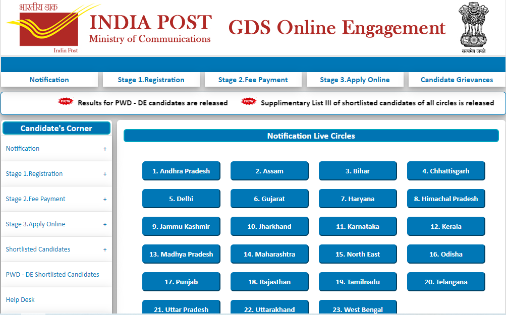 indian post gds short list 